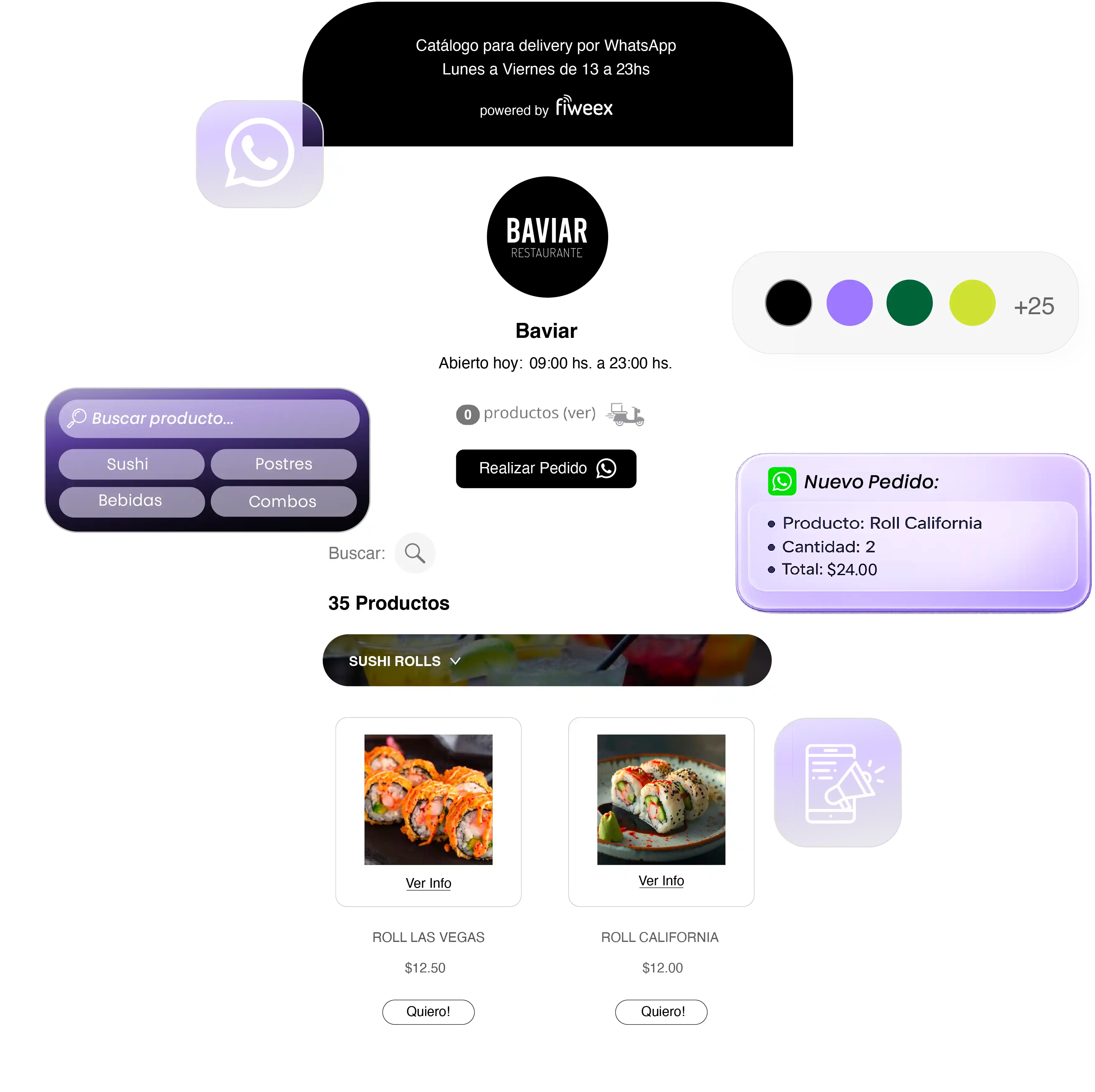 Catálogo digital para WhatsApp - Vista previa de la aplicación