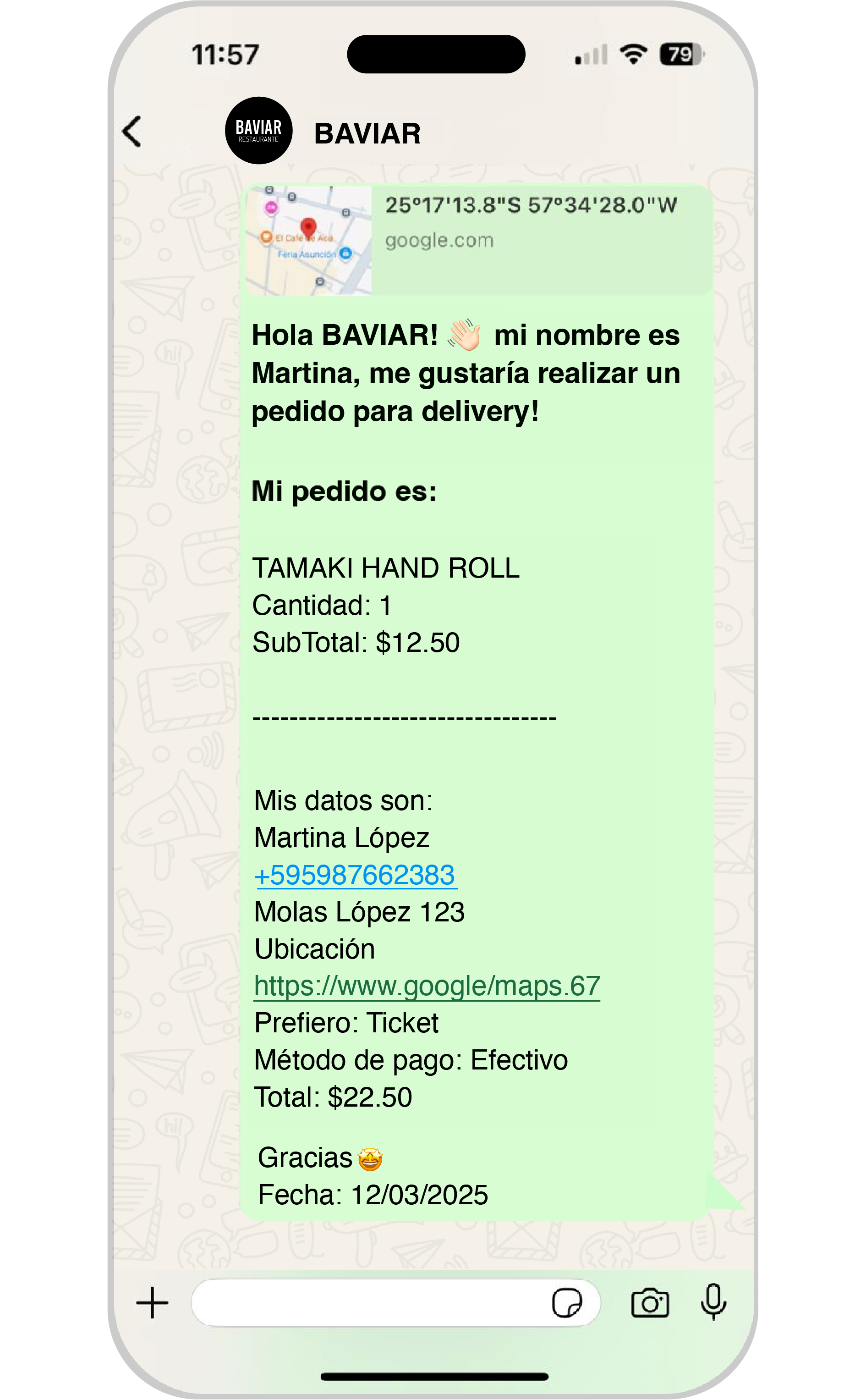 Aplicación de catálogo en celular mostrando más de 800,000 pedidos recibidos