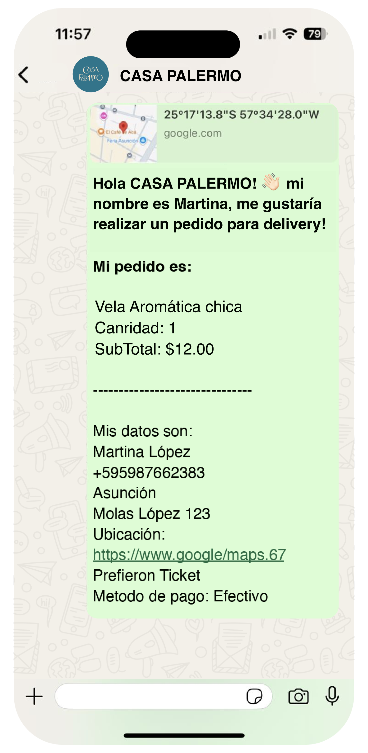 Aplicación de catálogo en celular mostrando más de 800,000 pedidos recibidos