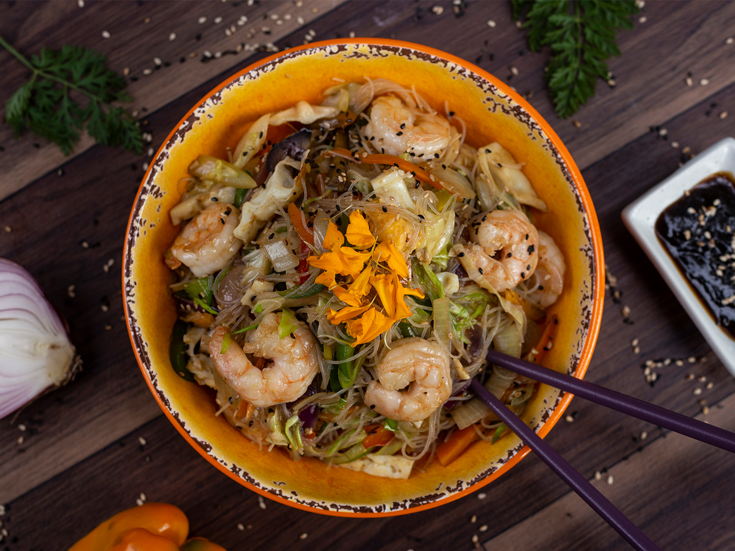  Fideo Con Camarones