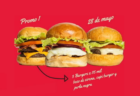 3 Burgers: beso de sirena, capi burger y perla negra