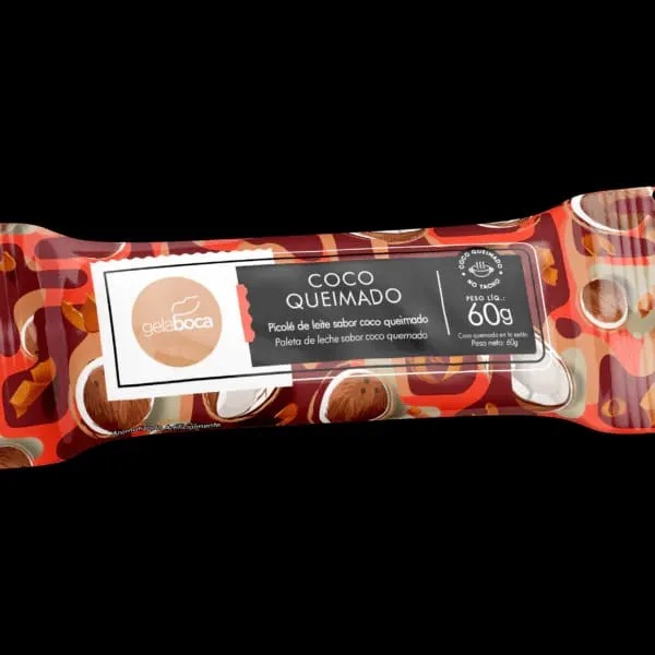 Picolé Gelaboca sabor Coco Quemado