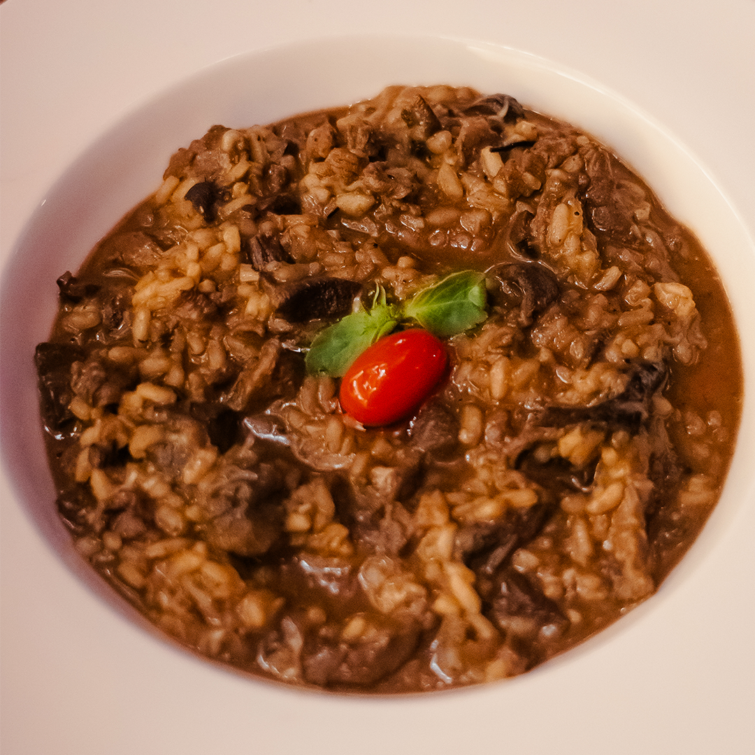 Risotto funghi con filet mignon