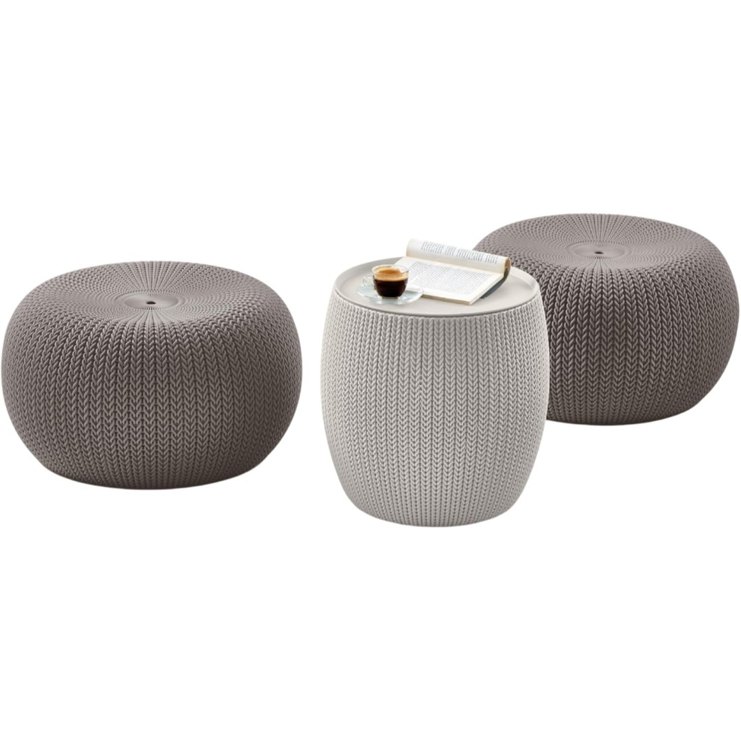 Juego de 2 Puffs + Mesita de Apoyo Cozy Urban (KE17205082)