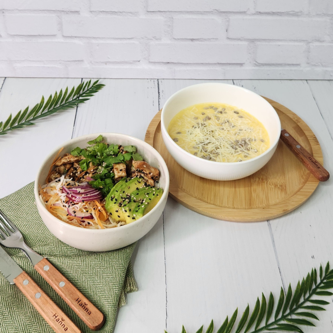 Sopa de Zapallo + Teriyaki Poke