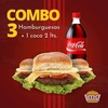 Promo deli 2 - 3 hamburguesas especiales + gaseosa 2 L