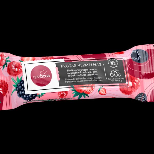 Picolé Gelaboca sabor Frutas Vermelhas
